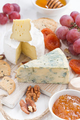 molded cheeses, fresh fruit and snacks, vertical