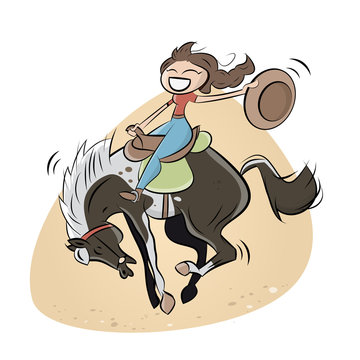 rodeo pferd frau mädchen lustig