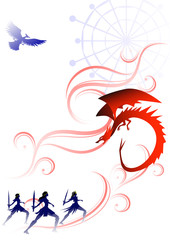 人物　シルエット　動物　シルエット