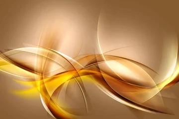 Deurstickers Abstracte golf Gouden abstracte golven kunst compositie achtergrond