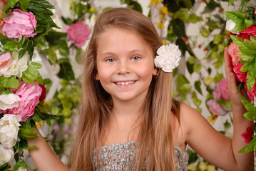 Girl in a flower arbor