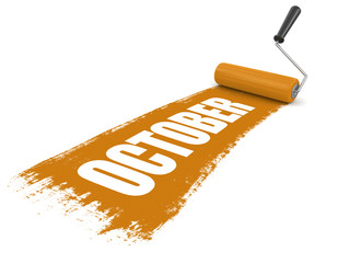 Paint roller with october (clipping path included)