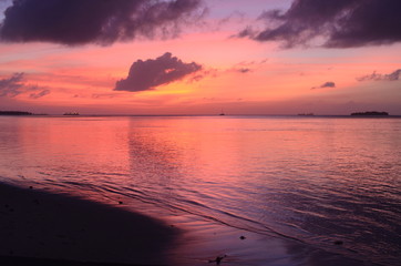 Bright pink colored sunset