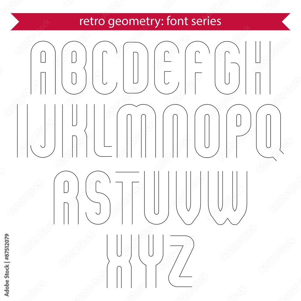 Poster double delicate line retro characters set, vector uppercase