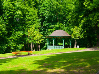 Obraz premium Wooden pavilion in the park