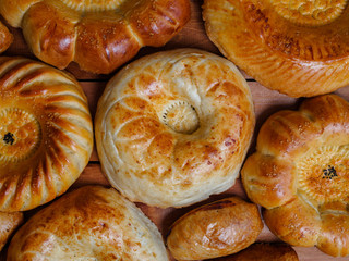Range of traditional Uzbek bread