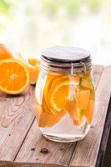 fresh fruit Flavored infused water mix of orange and melon