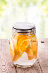 fresh fruit Flavored infused water mix of orange and melon