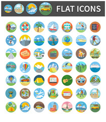 Icons of Traveling, Vacation, Tourism, Journey