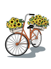 Vintage bicycle with flowers