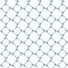 Vector seamless pattern of arrows on graph paper