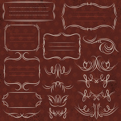 Calligraphy decorative borders, ornamental rules, dividers, vect