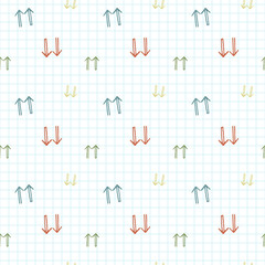 Vector seamless pattern of arrows on graph paper
