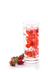 Infused fresh fruit water of strawberry. isolated over white