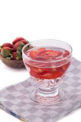 Infused fresh fruit water of strawberry. isolated over white