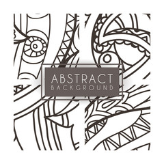 Set of four vector monochrome intricate patterns. Doodle. Zentangle. Monochromatic