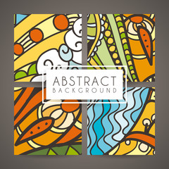 Set of four vector colorful intricate patterns. Doodle. Zentangle