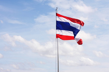 thai flag at blue sky 