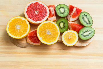 slices of grapefruit, lemon, kiwi, orange