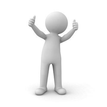 3d Man Showing Thumbs Up Over White Background
