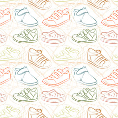 Vector seamless set of baby shoes