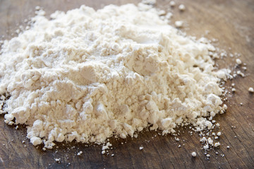 white flour On wooden floor