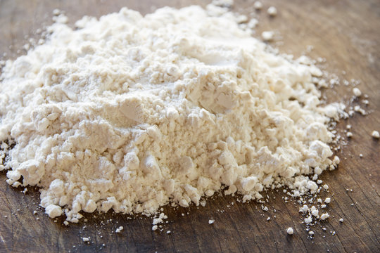white flour On wooden floor