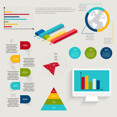 Set of infographics elements in modern flat business style.