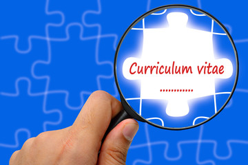 Curriculum vitae word. Magnifier and puzzles.