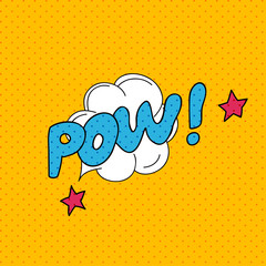 Comics pop art style blank layout template with clouds beams. Co