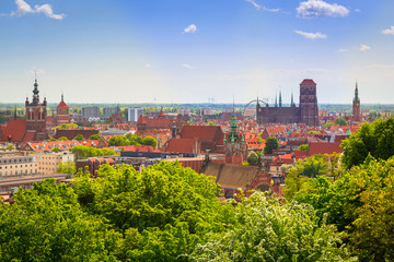 Naklejka na ściany i meble Panorama of the city centre in Gdansk, Poland 