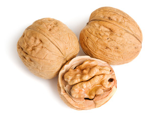 walnuts isolated on white background