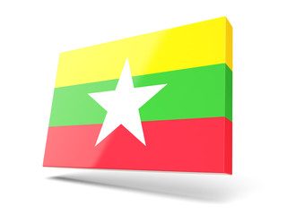 Square icon with flag of myanmar