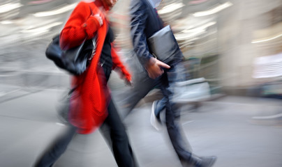 group of business people in the street