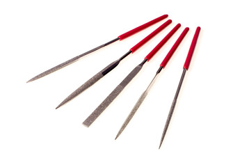 Set of a diamond coated files, isolated on a white