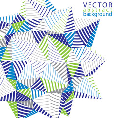 Geometric abstract 3D complicated striped vector background, col
