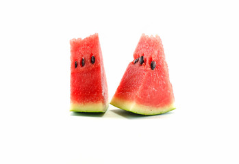 Slice of watermelon isolated on white background