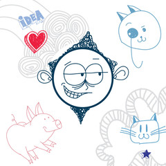 Vector colorful illustration of cartoon boy isolated on special