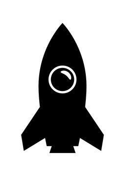 Black rocket icon on white background