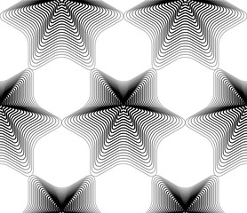 Vector monochrome stripy endless pattern, art continuous geometr