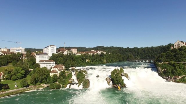 Aerial view of Rhine falls (Rheinfall), Neuhausen, Switzerland