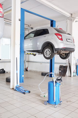 Russia, Kaluga, July, 8, 2015: Interior of a car repair station in Kaluga, Russia