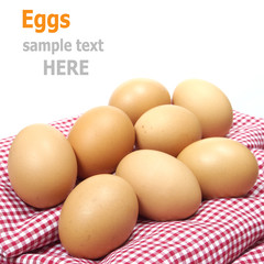 Fresh hen eggs isolated on white background