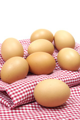 Fresh hen eggs isolated on white background