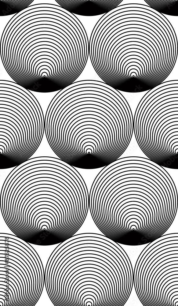 Poster continuous vector pattern with black graphic lines, decorative a