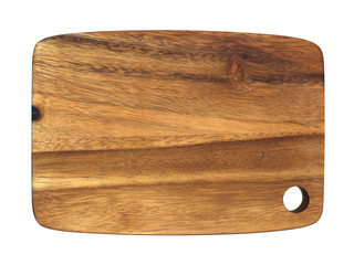 Wooden cutting board isolated on white background