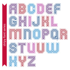 Stripy acute-angled contemporary poster uppercase letters, lined