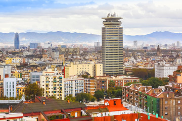 Panorama of Barcelona from Montjuic. Barcelona, Catalonia, Spain