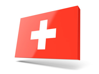 Square icon with flag of switzerland