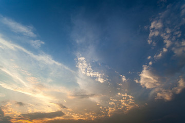 colorful dramatic sky with cloud at sunset